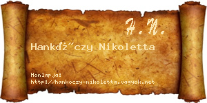Hankóczy Nikoletta névjegykártya